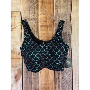 Torrid Bikini Swim Top Mermaid Scale Iridescent Wirefree Vacation Size 2X NWT
